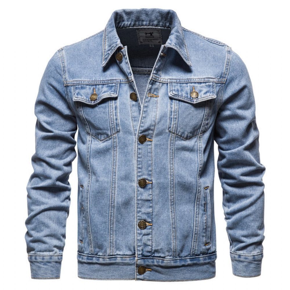 Denim Lapel Single Breasted Jesjakke