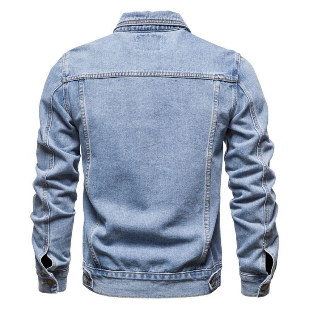 Denim Lapel Single Breasted Jesjakke