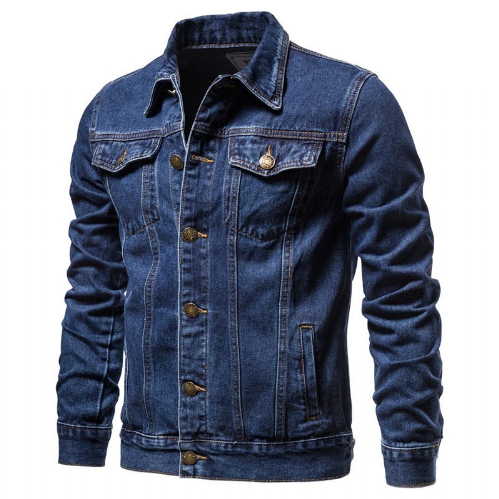 Denim Lapel Single Breasted Jesjakke