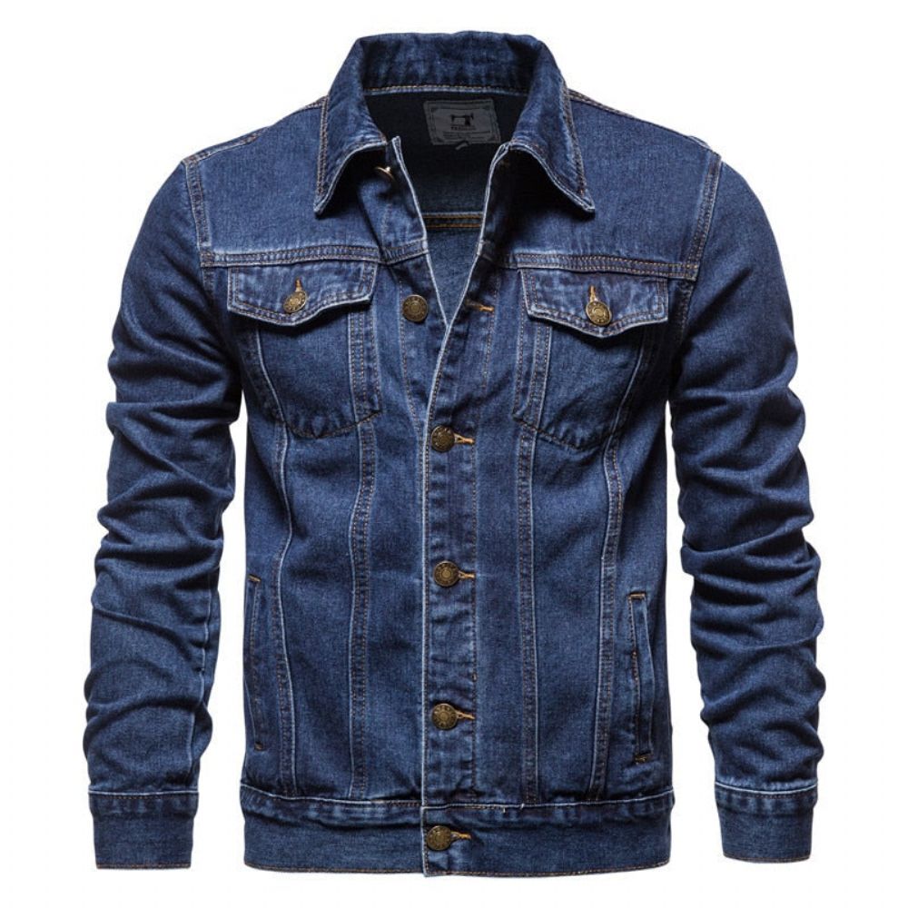 Denim Lapel Single Breasted Jesjakke