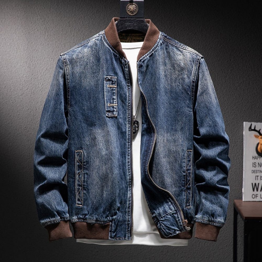 Høst Denim Casual Pilot Bomber Jacket