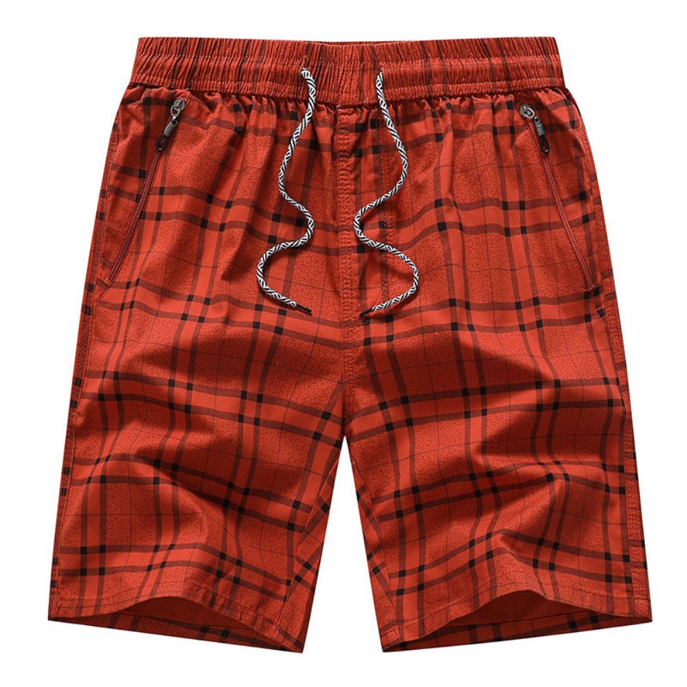 Bermuda Elastisk Midje Rutete Shorts