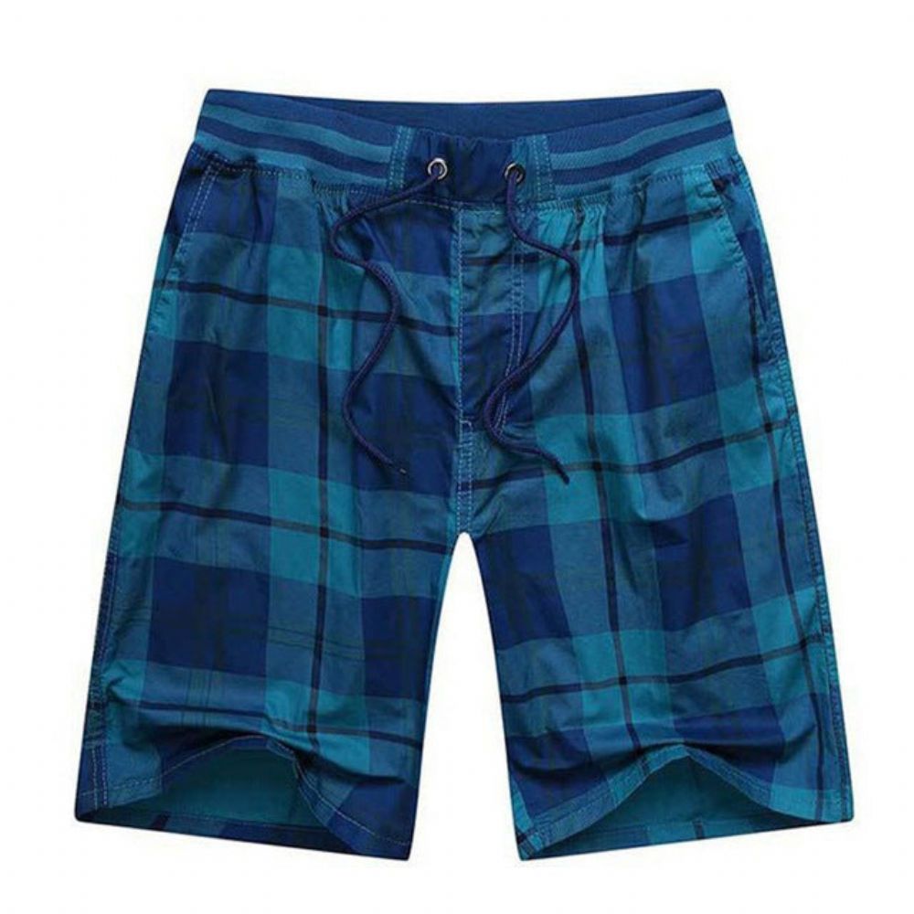 Bermuda Elastisk Midje Rutete Shorts