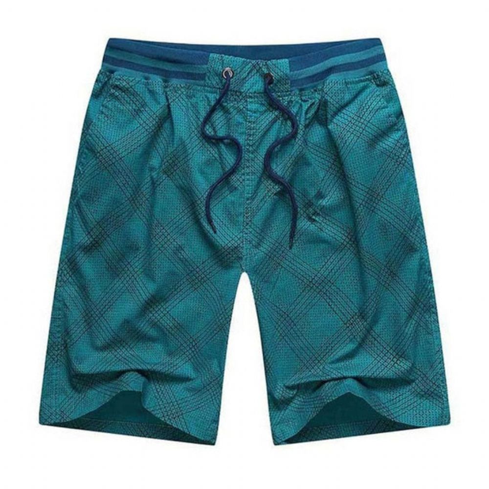 Bermuda Elastisk Midje Rutete Shorts