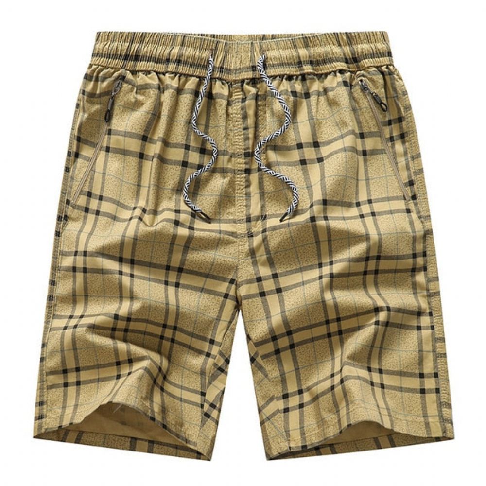 Bermuda Elastisk Midje Rutete Shorts