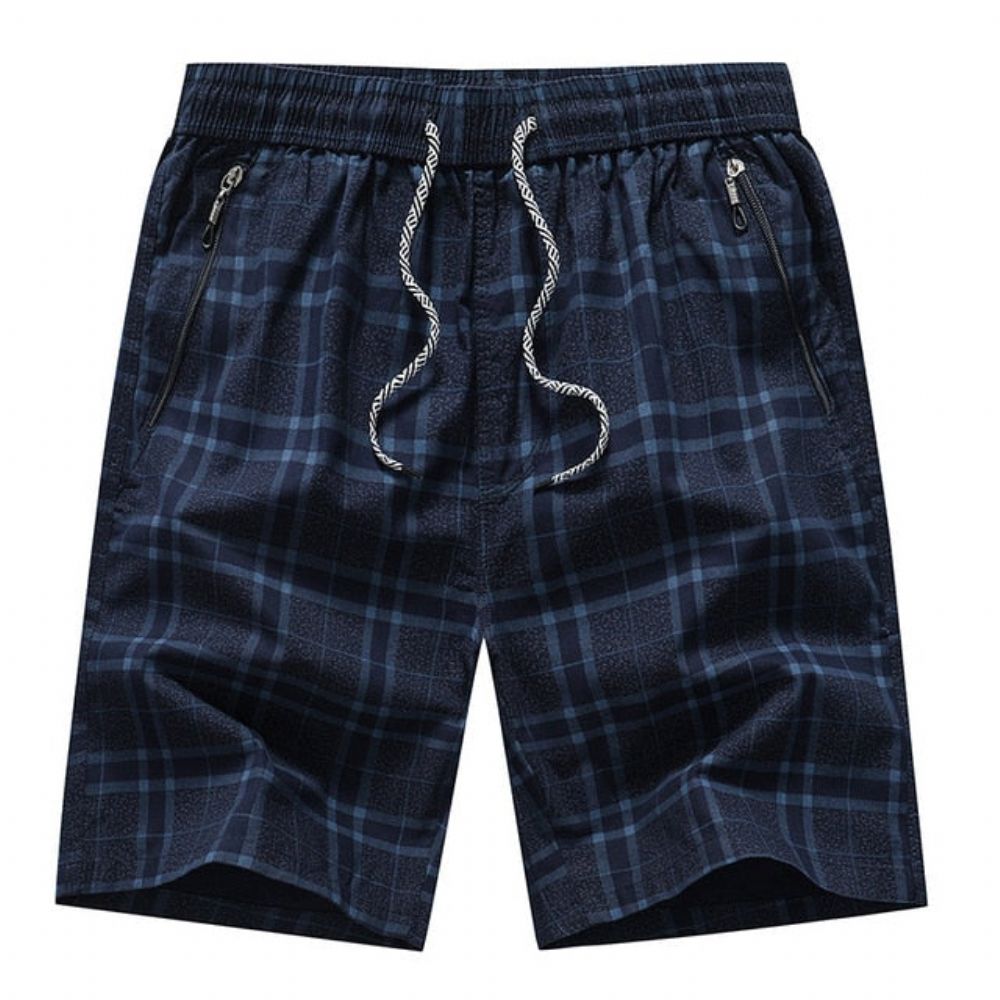 Bermuda Elastisk Midje Rutete Shorts