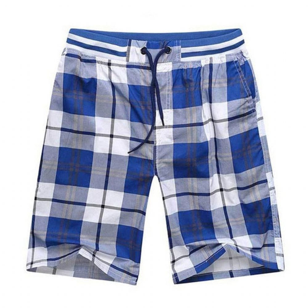 Bermuda Elastisk Midje Rutete Shorts