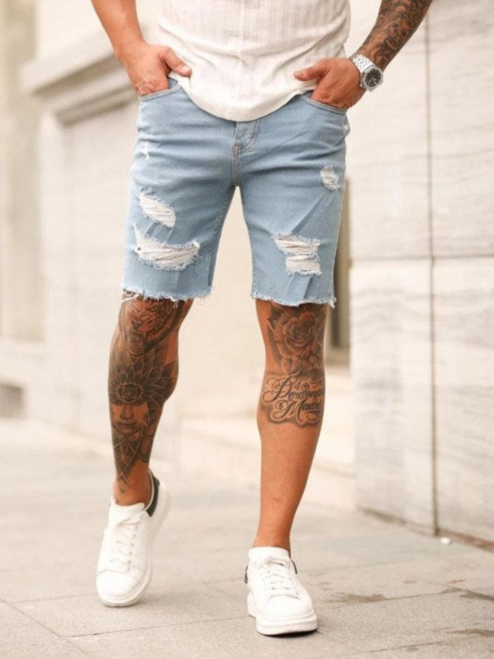 Brand Destroyed Skinny Frayed Jeans