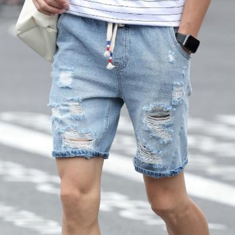 Jeansshorts Med Knelengde Hull