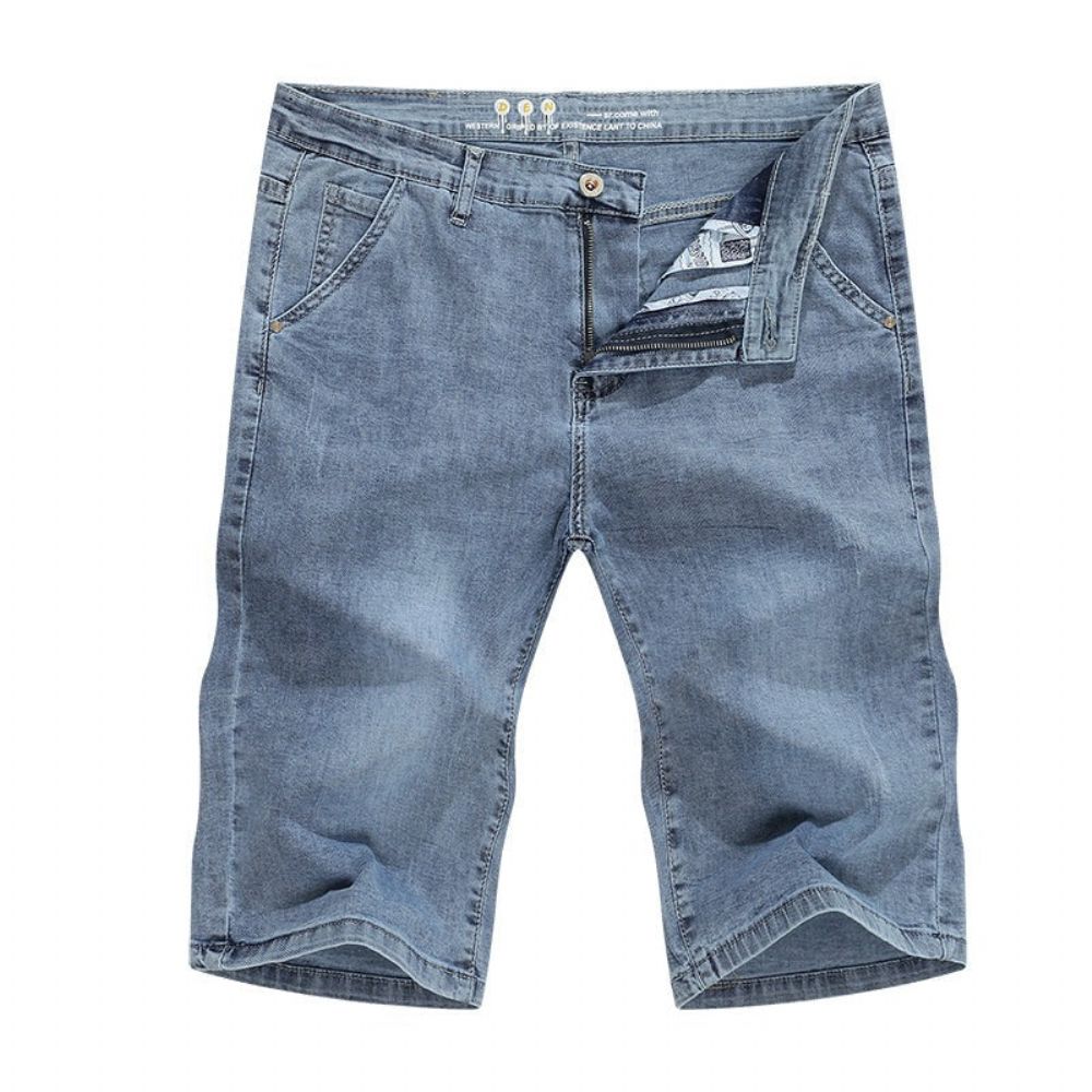 Lyseblå Vanlig Stretchy Denimshorts