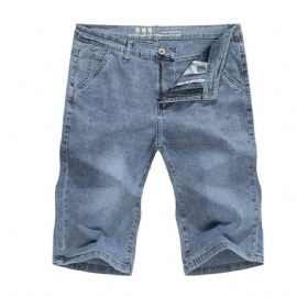 Lyseblå Vanlig Stretchy Denimshorts