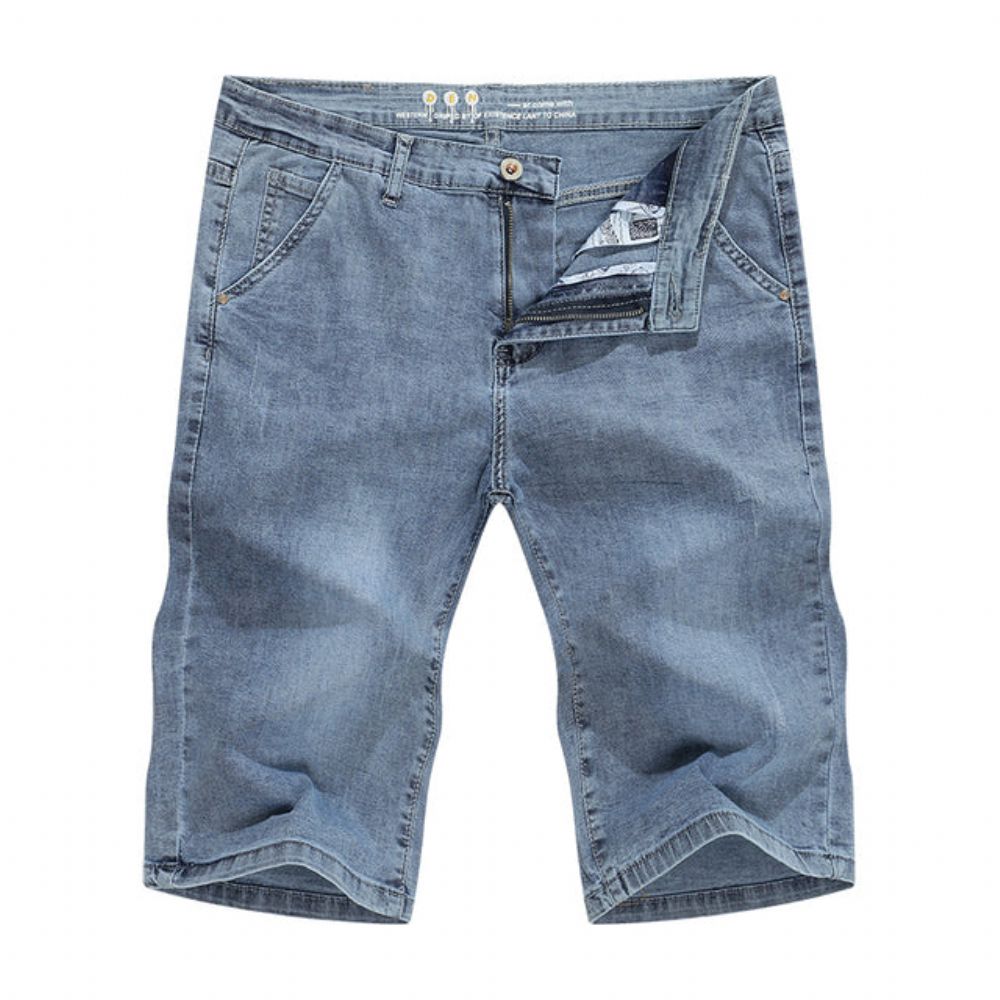 Lyseblå Vanlig Stretchy Denimshorts