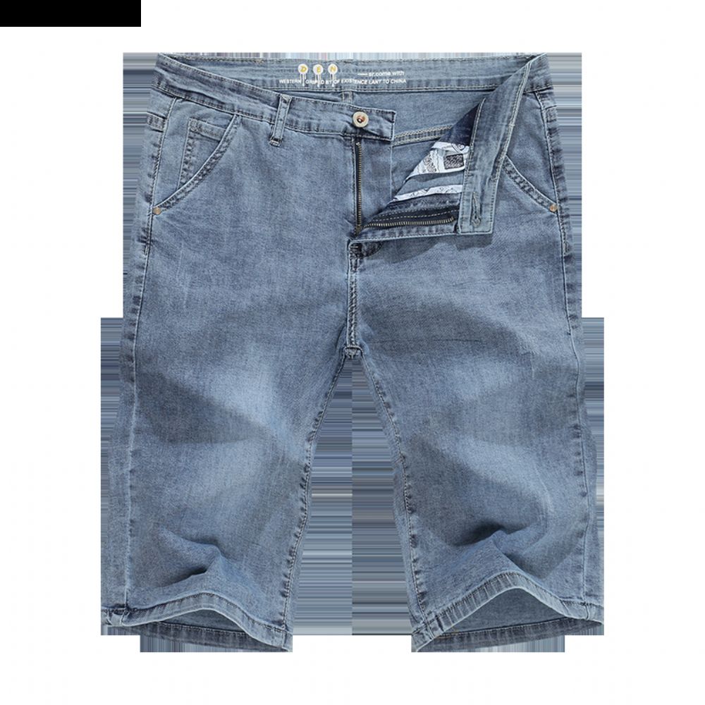 Lyseblå Vanlig Stretchy Denimshorts