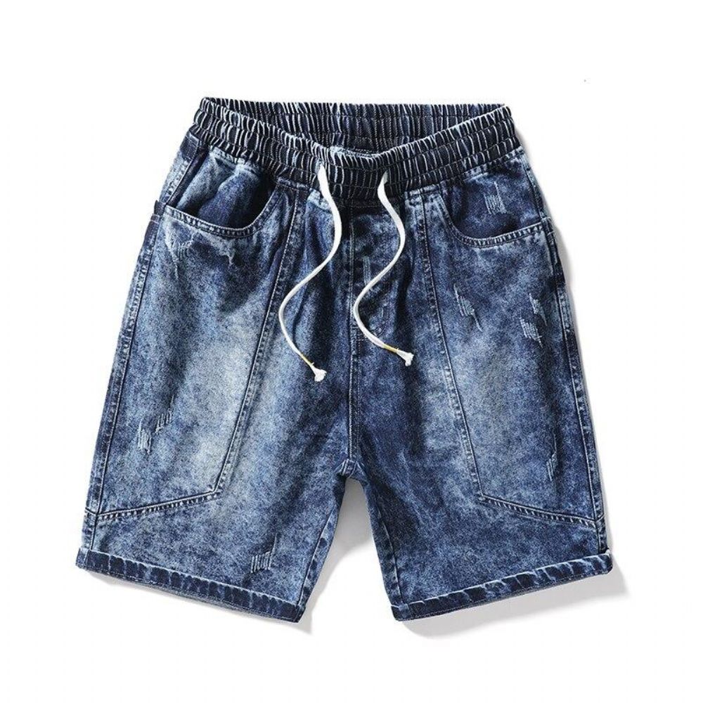 Mid-midje Vasket Rett Denimshorts