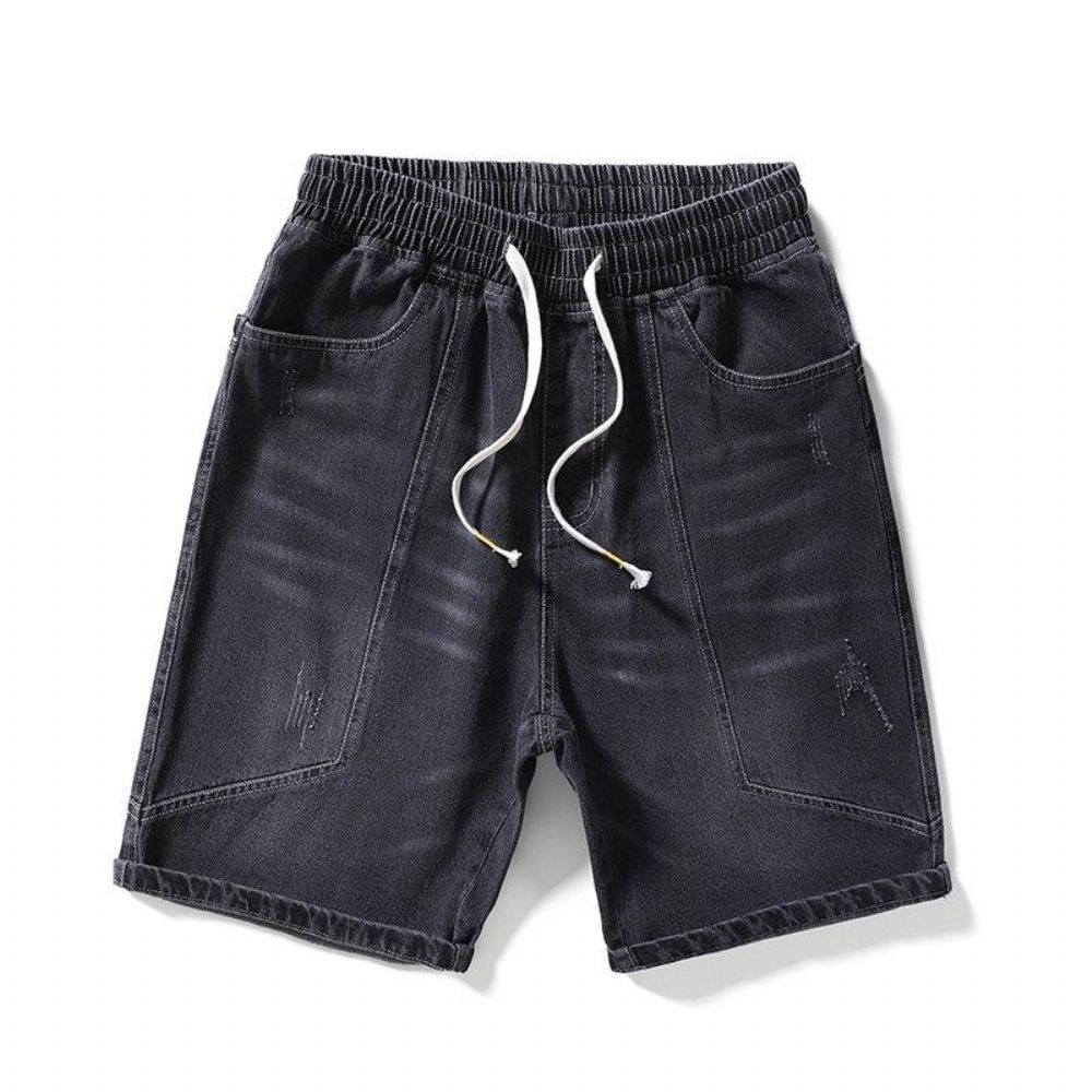 Mid-midje Vasket Rett Denimshorts