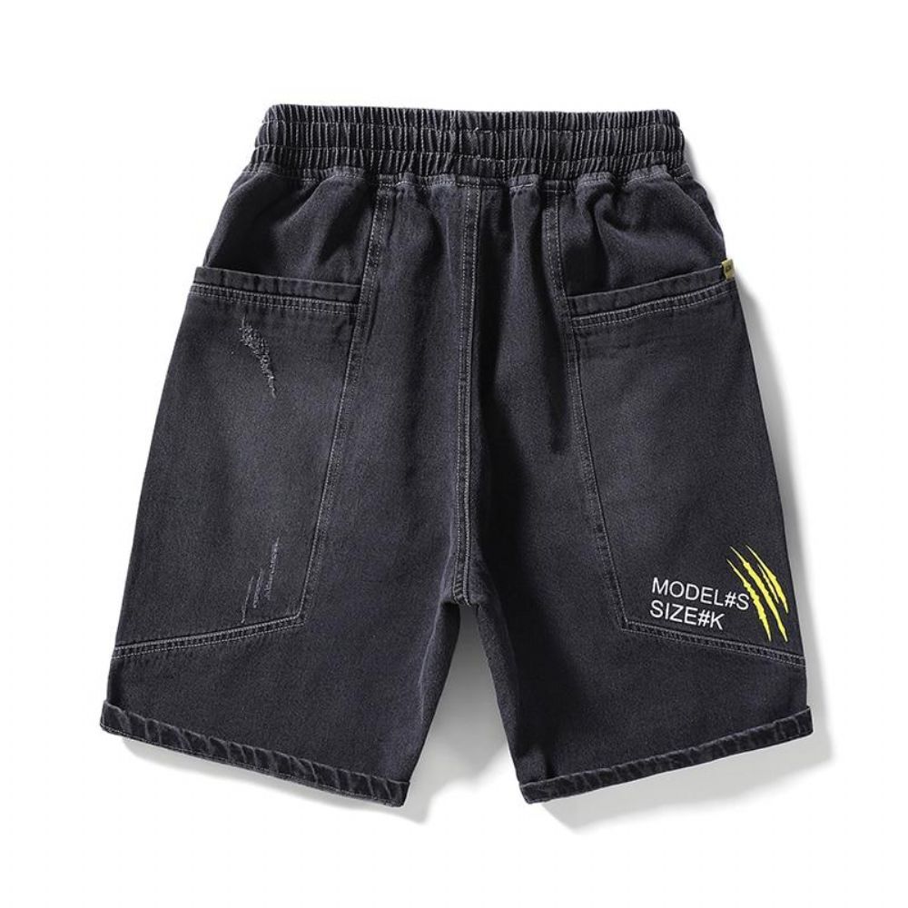 Mid-midje Vasket Rett Denimshorts