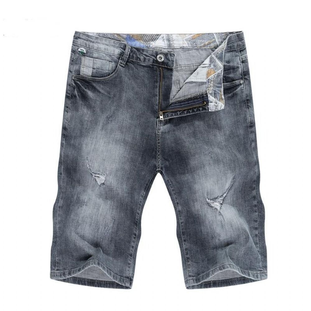 Rippet Elastisk Regular Fit Denim Short