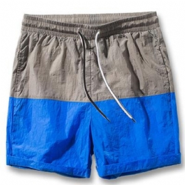 Slim Fitted Knelengde Patchwork-shorts