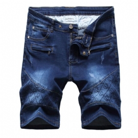 Vasket Fem-punkts Glidelås Shorts Jeans