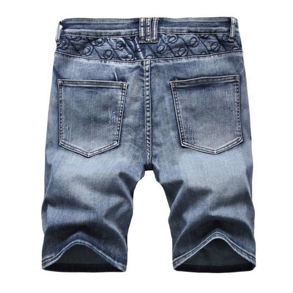 Vasket Fem-punkts Glidelås Shorts Jeans