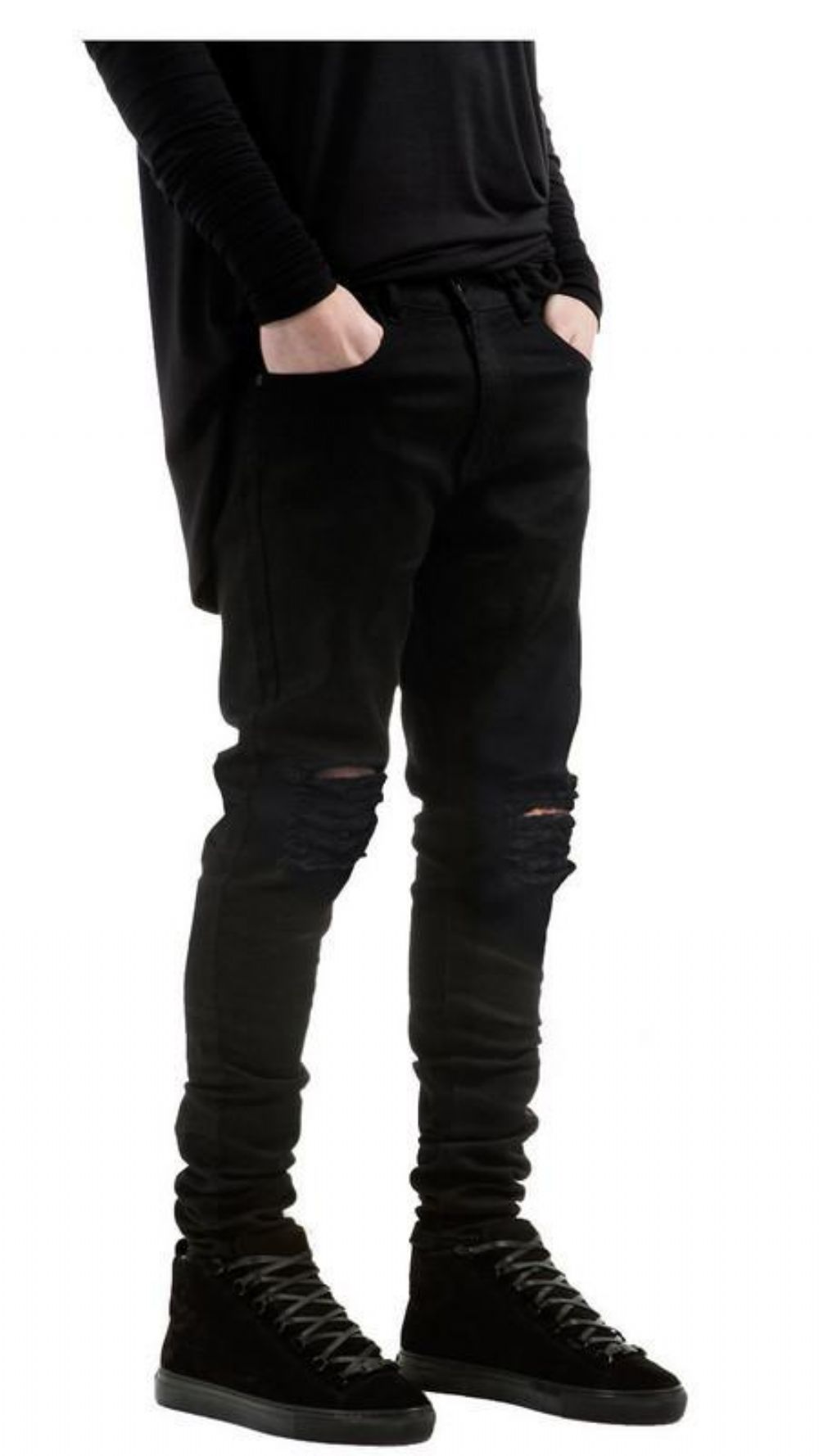 Designer Black Ripped Torn Jeans