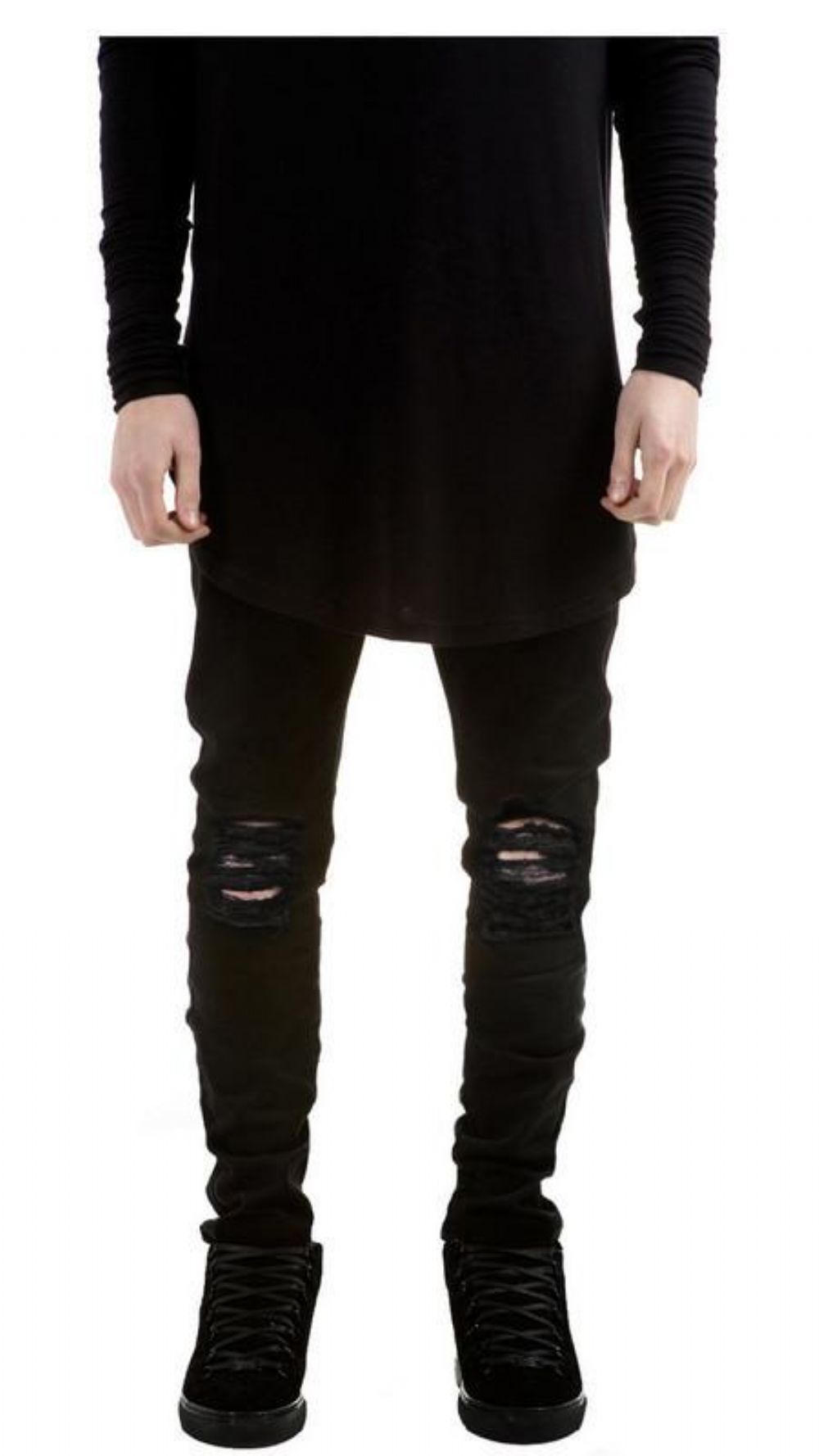 Designer Black Ripped Torn Jeans