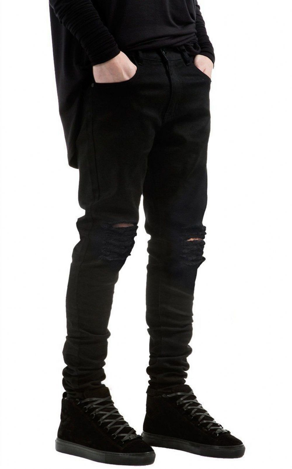 Designer Black Ripped Torn Jeans