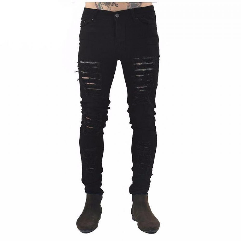 Hip Hop Swag Distressed Slim Jeans 3 Farger