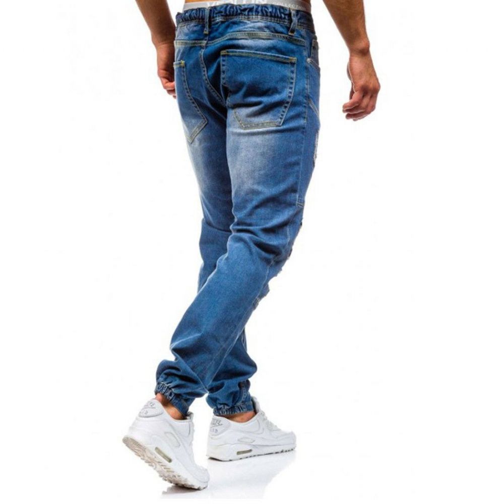 Hip Hop Vasket Menn Skinny Hole Jean