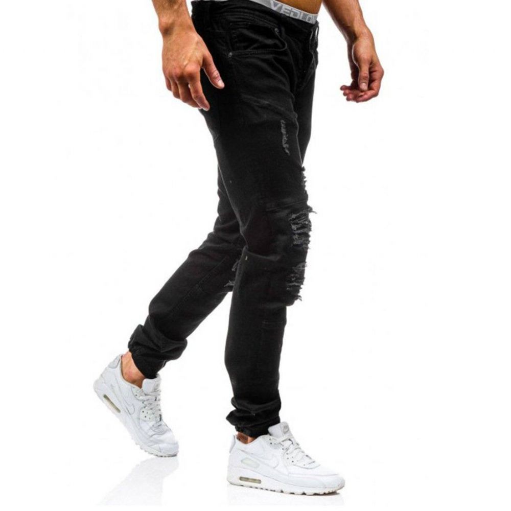 Hip Hop Vasket Menn Skinny Hole Jean