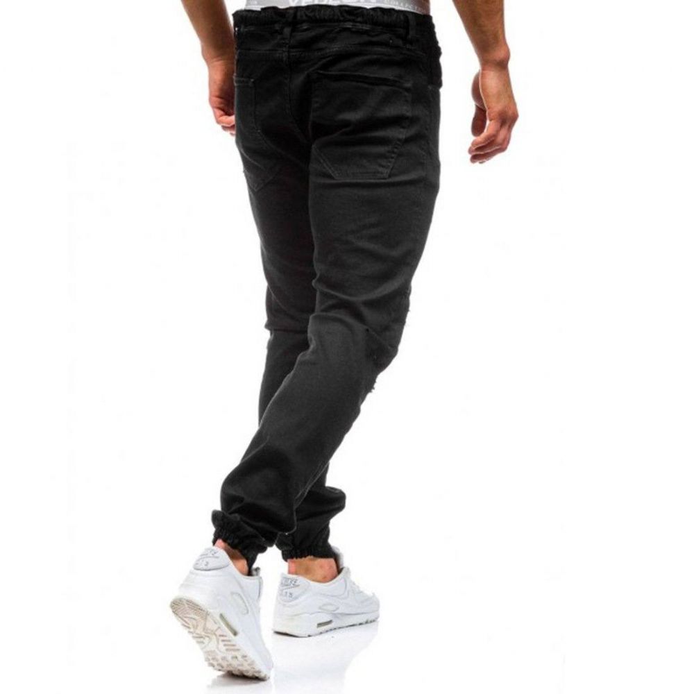 Hip Hop Vasket Menn Skinny Hole Jean