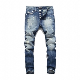 Italiensk Straight Fit Ripped Jeans