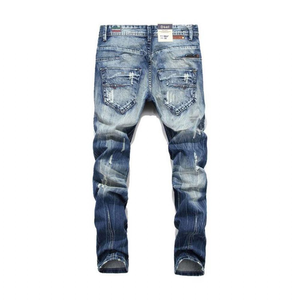 Italiensk Straight Fit Ripped Jeans