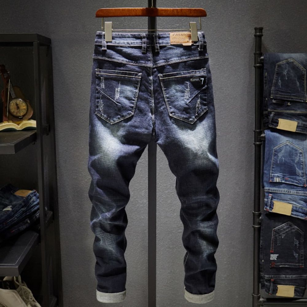 Mørkeblå Stretch Slim Fit Denim Jeans