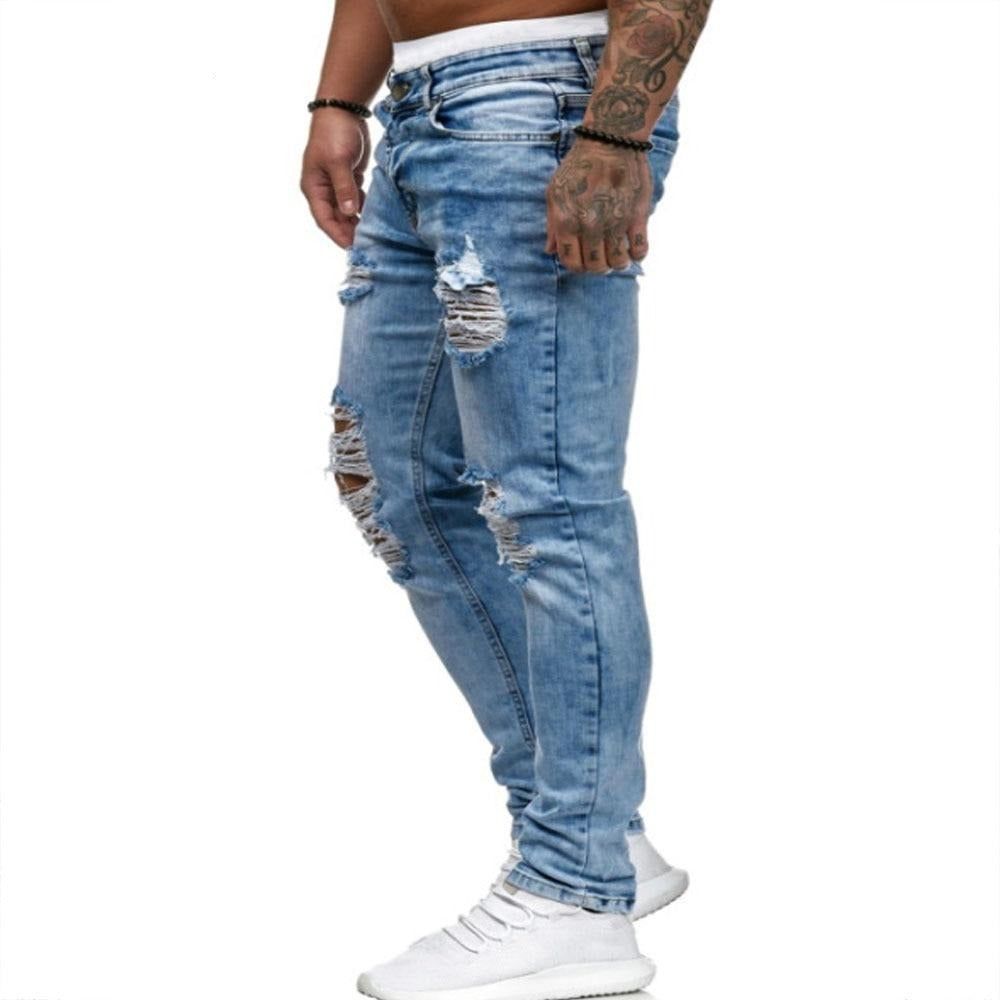 Rippede Jeans I Europeisk Amerikansk Stil