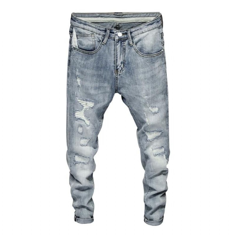 Rippede Skinny Lys Farge Jeans