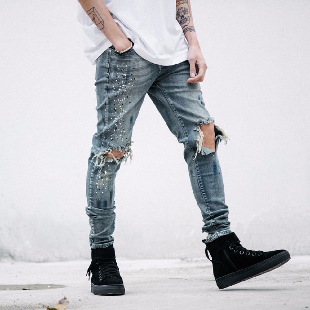 Rock Splash-ink Stretch Ripped Skinny Jeans