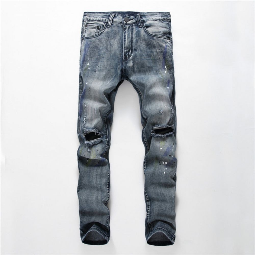 Rock Splash-ink Stretch Ripped Skinny Jeans