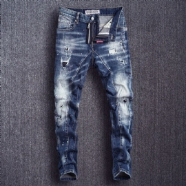 Slim Fit Spleisede Designer Ripped Jeans