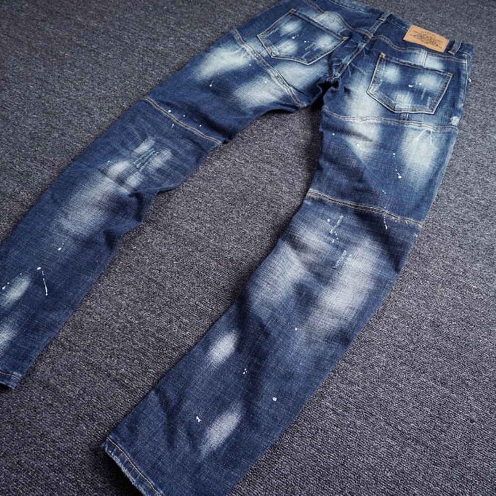 Slim Fit Spleisede Designer Ripped Jeans