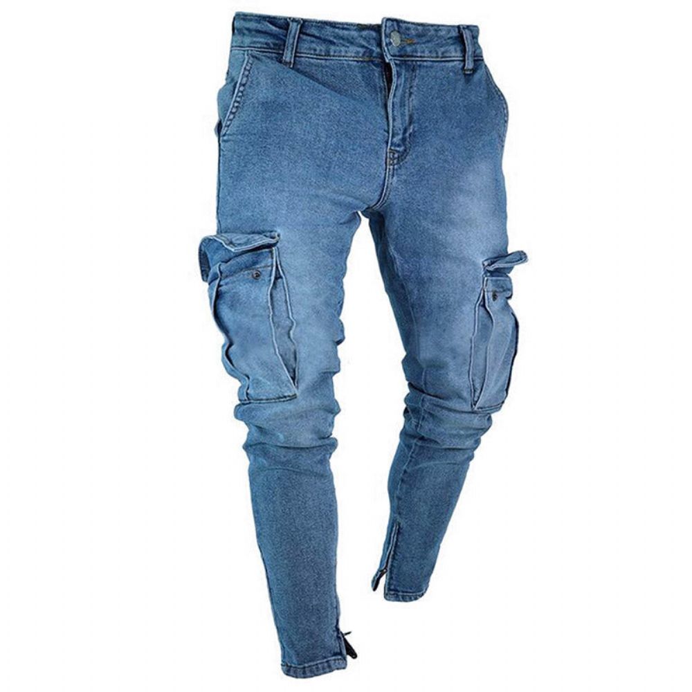 Trend Jeans Med Knehull Med Glidelåsføtter