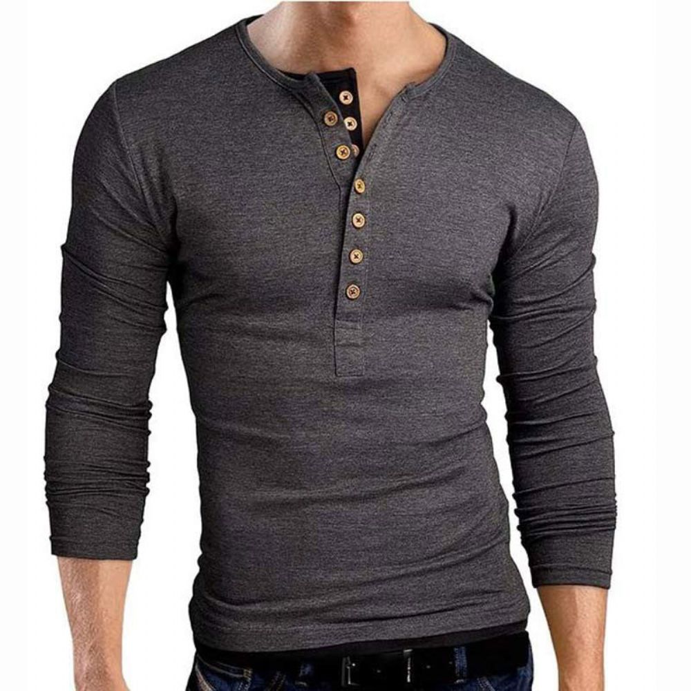 Dobbel V-hals Henley T-skjorte