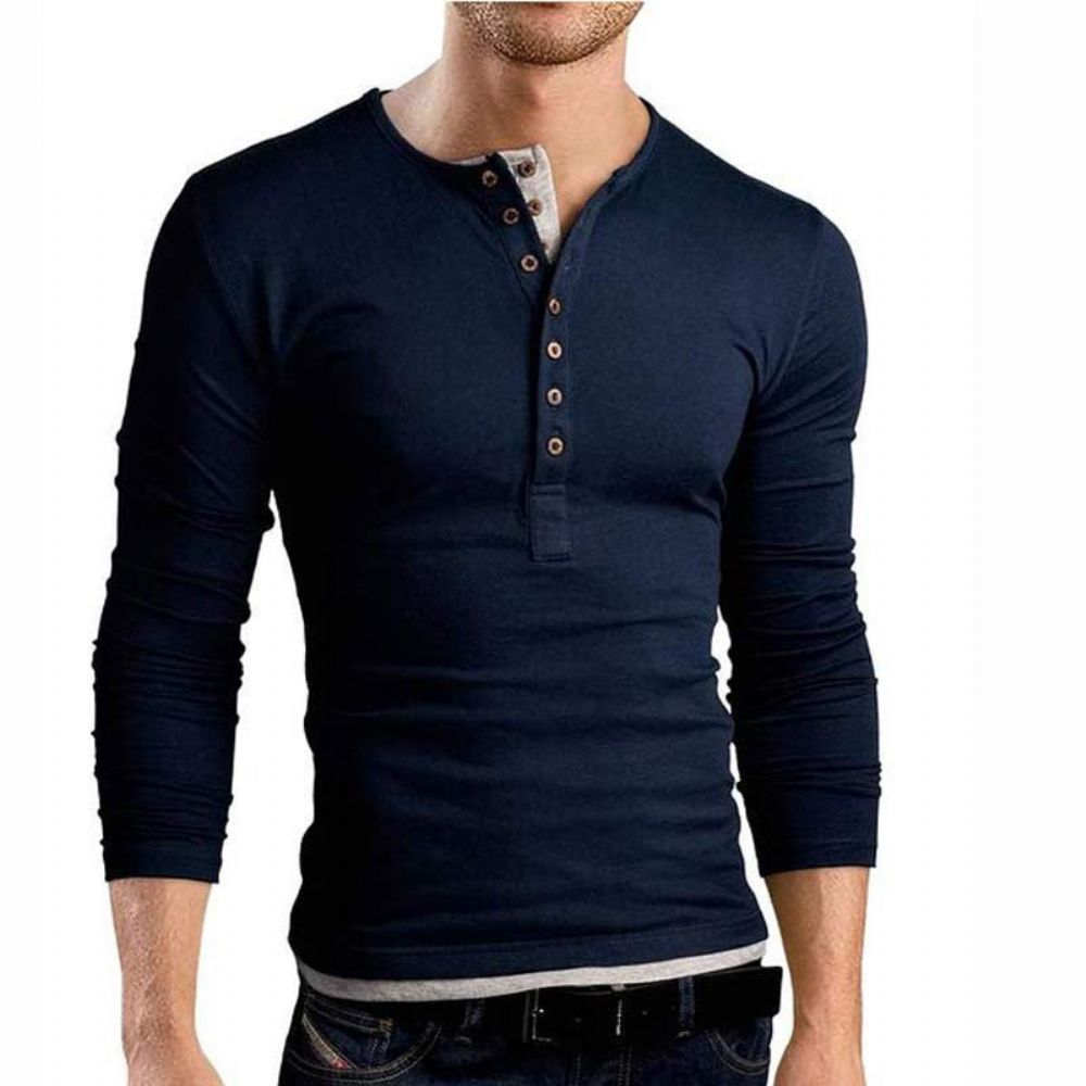 Dobbel V-hals Henley T-skjorte