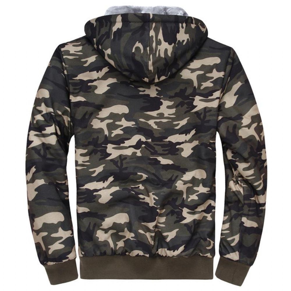 Vinter Tykk Fleece Camo Hettegenser