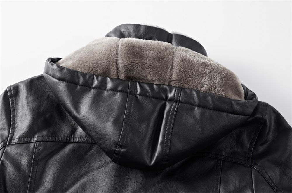Faux Fur Liner Thicken Leather Coat