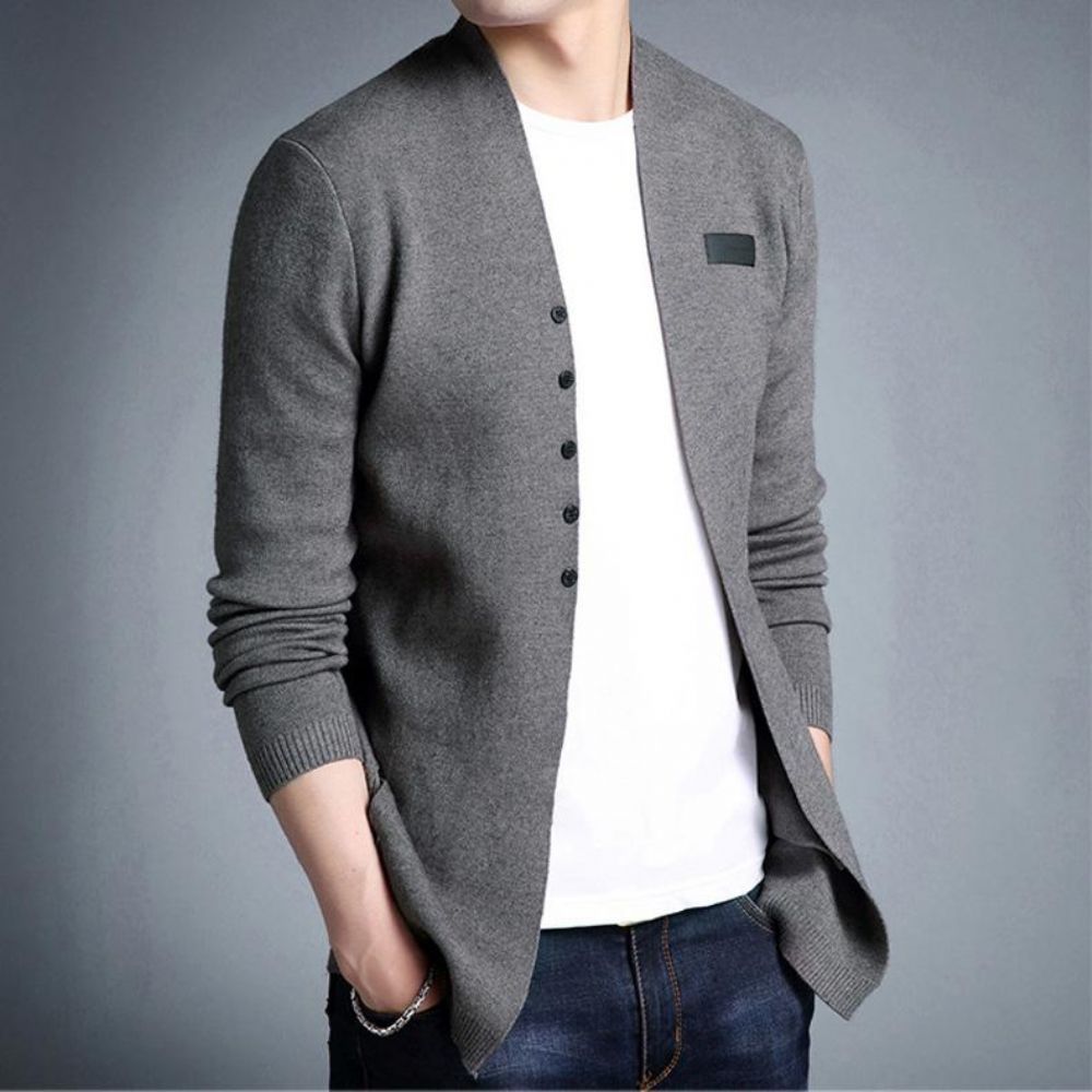 Middels Lang Solid Cardigan