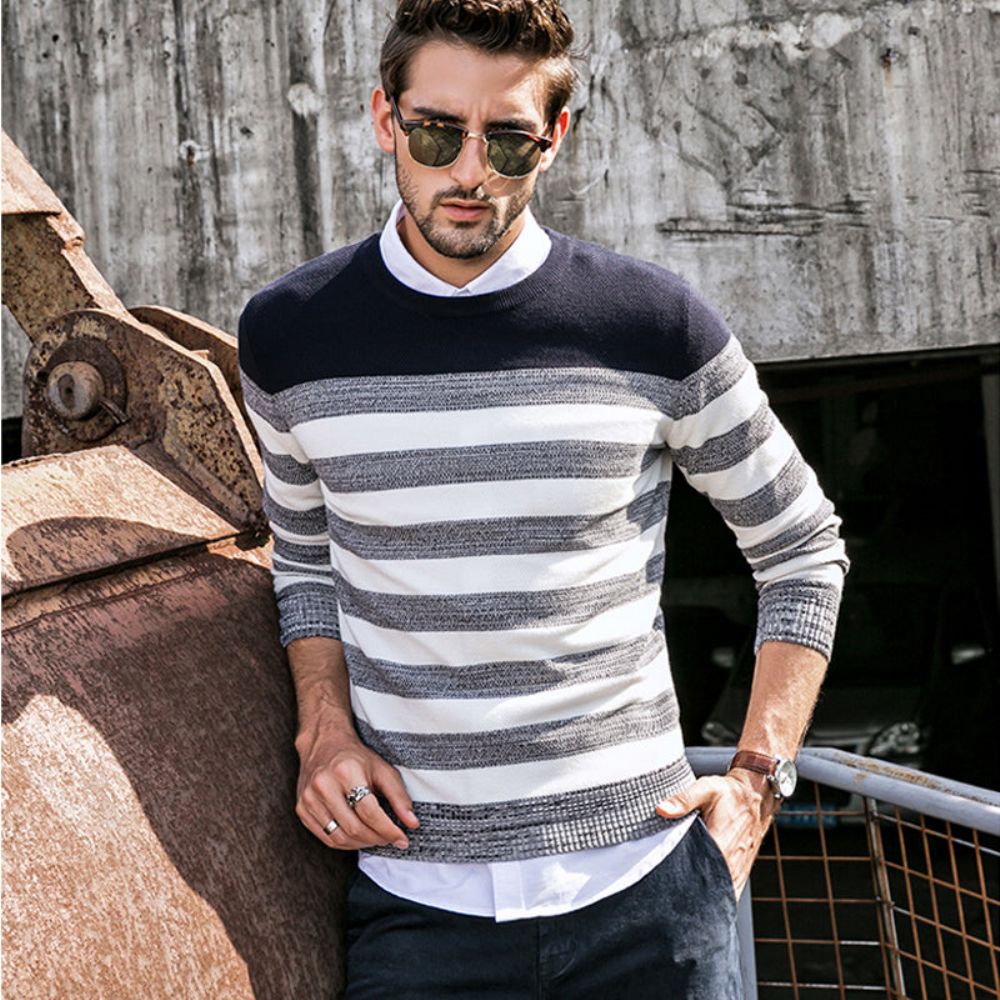 Stripe Strikket Casual Pullover