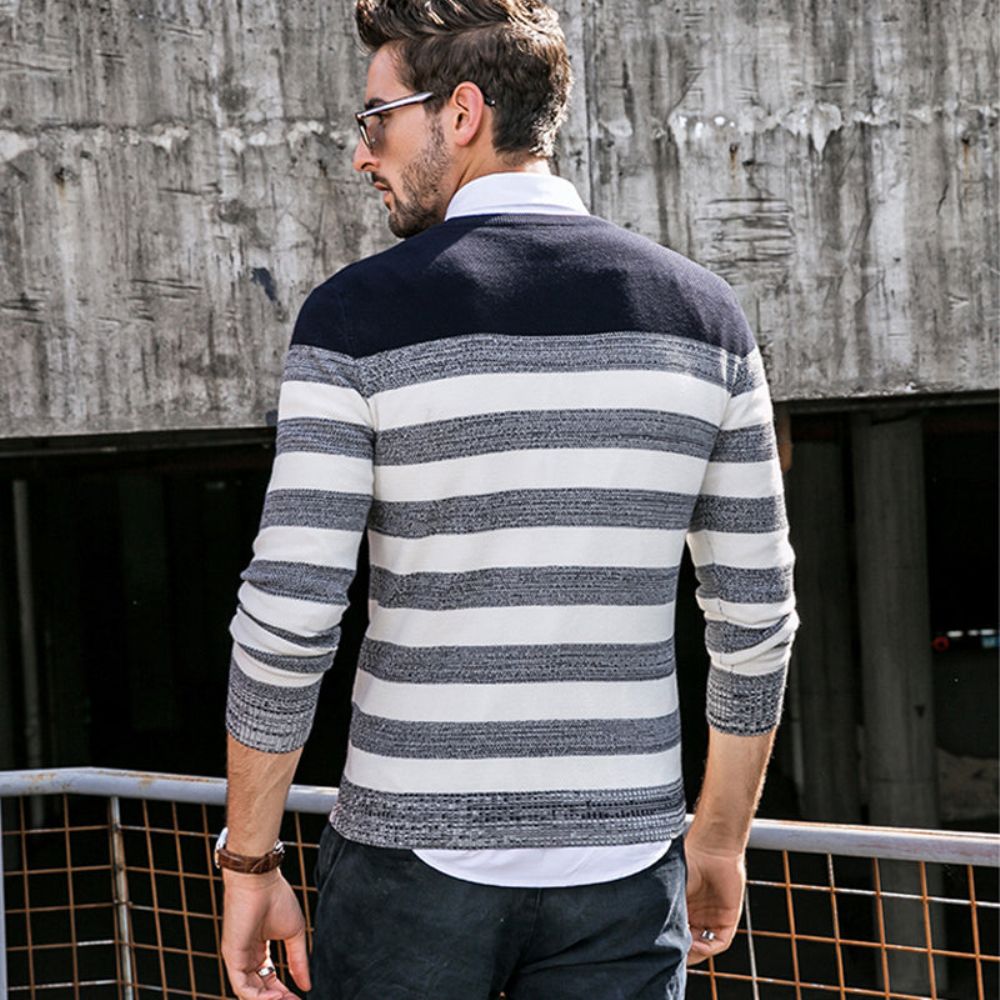 Stripe Strikket Casual Pullover