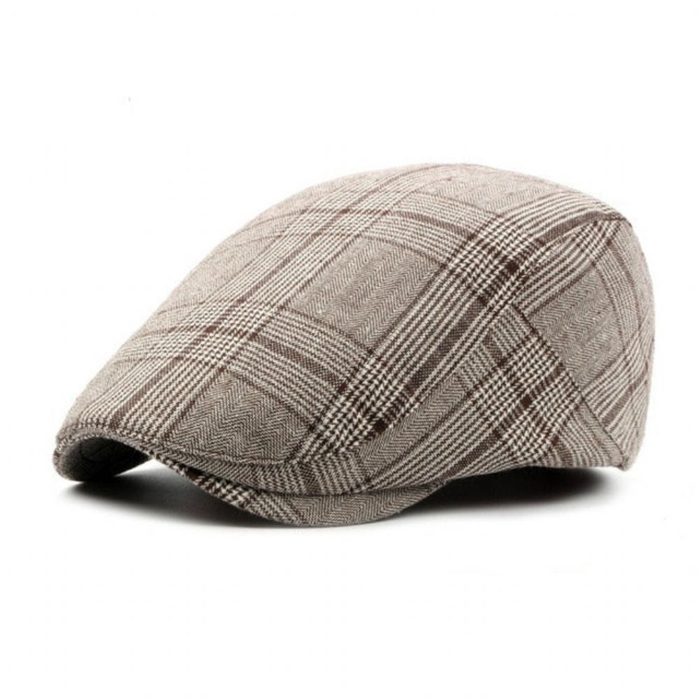 Cotton Blend Plaid Newsboy Cap