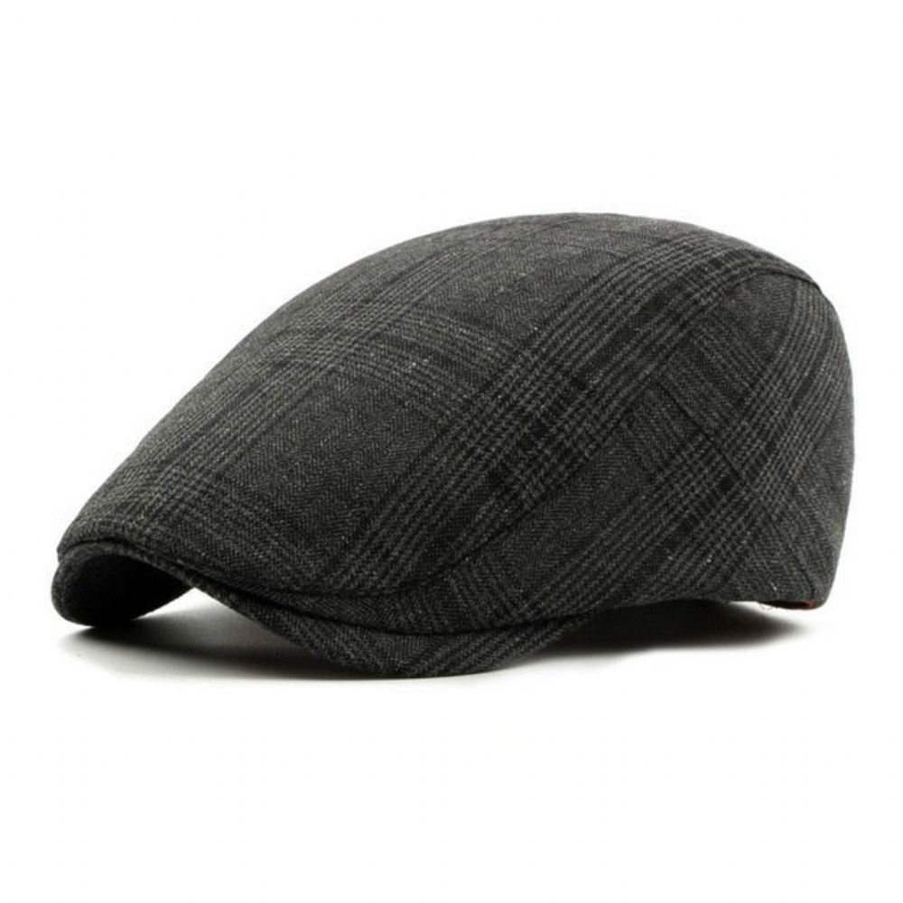 Cotton Blend Plaid Newsboy Cap